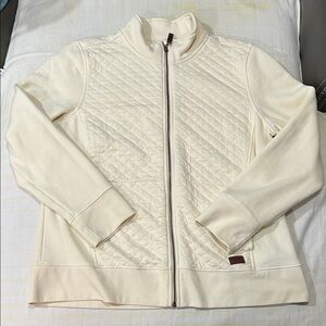 LL Bean Cream Quilted Zip-Front Jacket size XLP